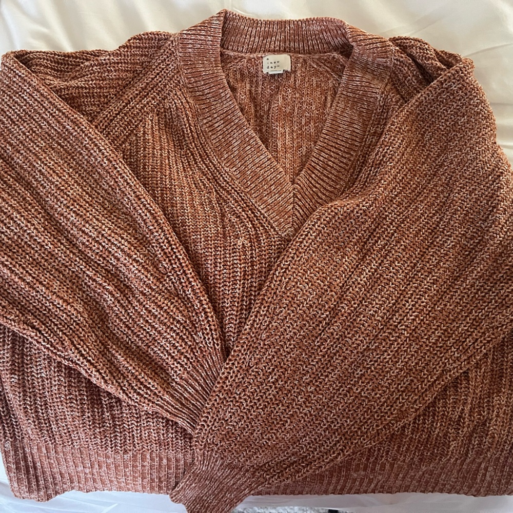 a new day Rust-Brown V-Neck Sweater
